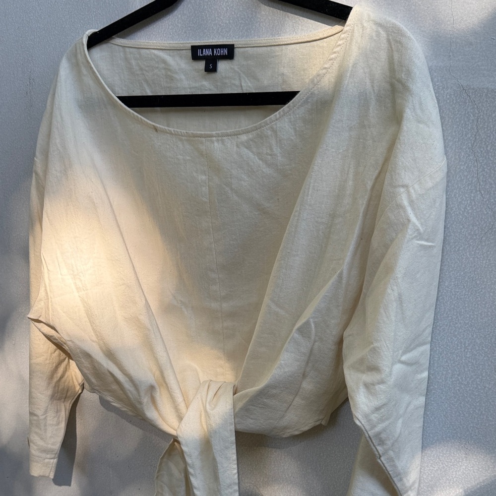 Ilana Kohn Light Beige Tie-Front Blouse - Picture 4 of 4